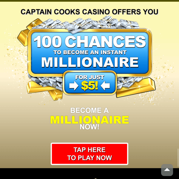 Captain Cooks Casino Main Millionaire Promotion Landing Page